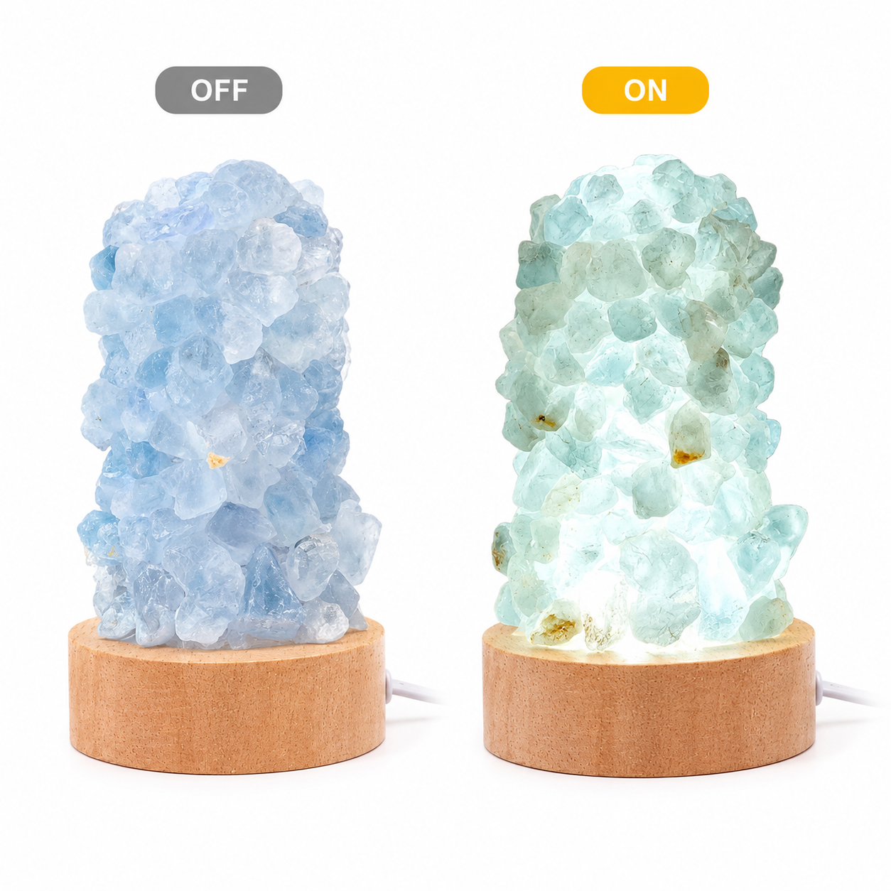 Natural Crystal Stone Lamp - Handmade LED Crystal Light
