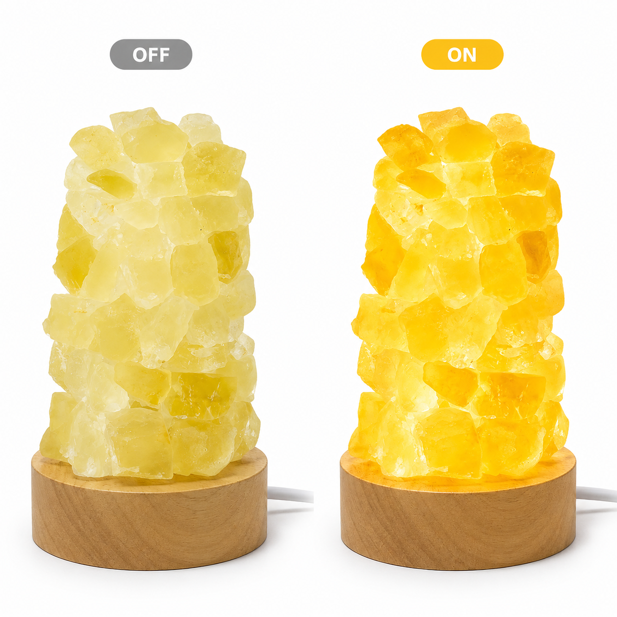 Natural Crystal Stone Lamp - Handmade LED Crystal Light