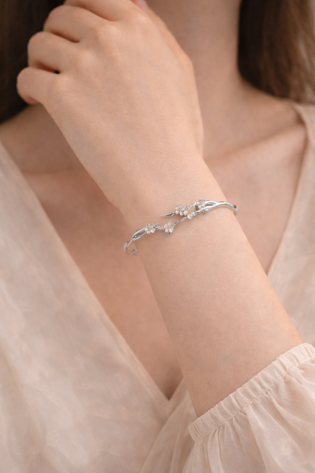 Cherry Bloom Silver Bracelet